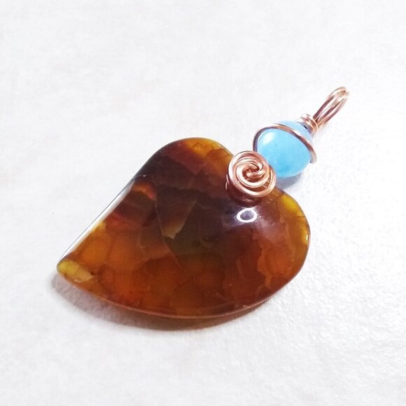Gorgeous Brown Dragonvein Agate Heart Pendant! Bestie Sis Fiance Wife Mom Gift - Picture 9 of 9